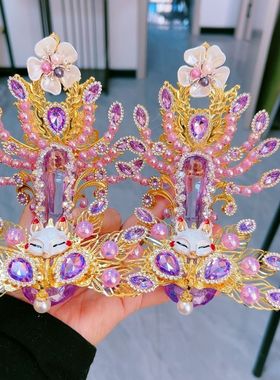 新款纯手工水晶高跟鞋堂口供奉九尾娘娘多色重工精致镶钻珍珠多色