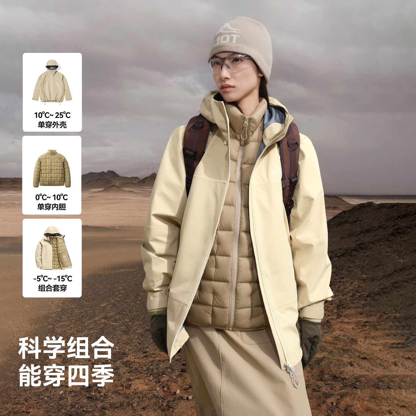 伯希和户外羽绒三合一冲锋衣女新款800蓬鹅绒内胆防风雨登山服男 - 图3