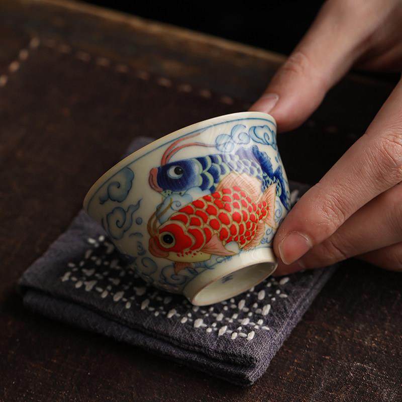 陶瓷红龙主人杯茶杯高档品茗杯家用单杯陶瓷个人专用功夫茶具茶盏,淘宝优惠券,粉丝福利购,淘宝优惠卷