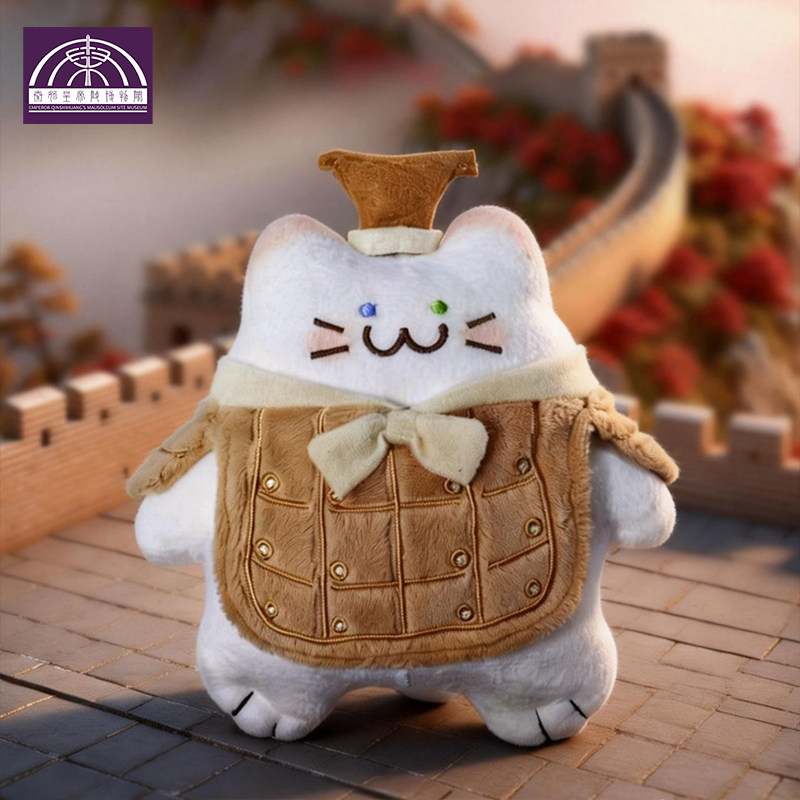 秦始皇兵马俑博物馆朕的毛绒兵猫俑文官俑异瞳白猫西安旅游文创