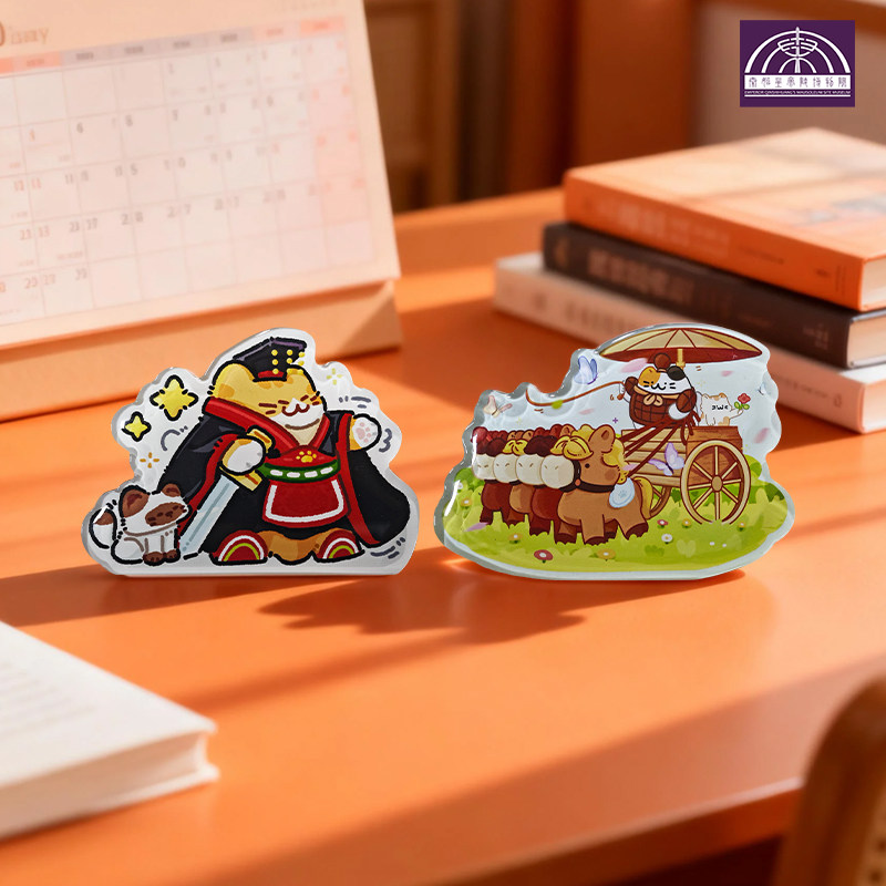 秦始皇兵马俑博物馆兵猫俑亚克力冰箱贴秦喵皇铜车马西安文旅纪念