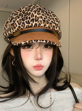 辣妹风美式复古八角帽子女秋冬季时尚百搭鸭舌帽街头潮时尚画家帽