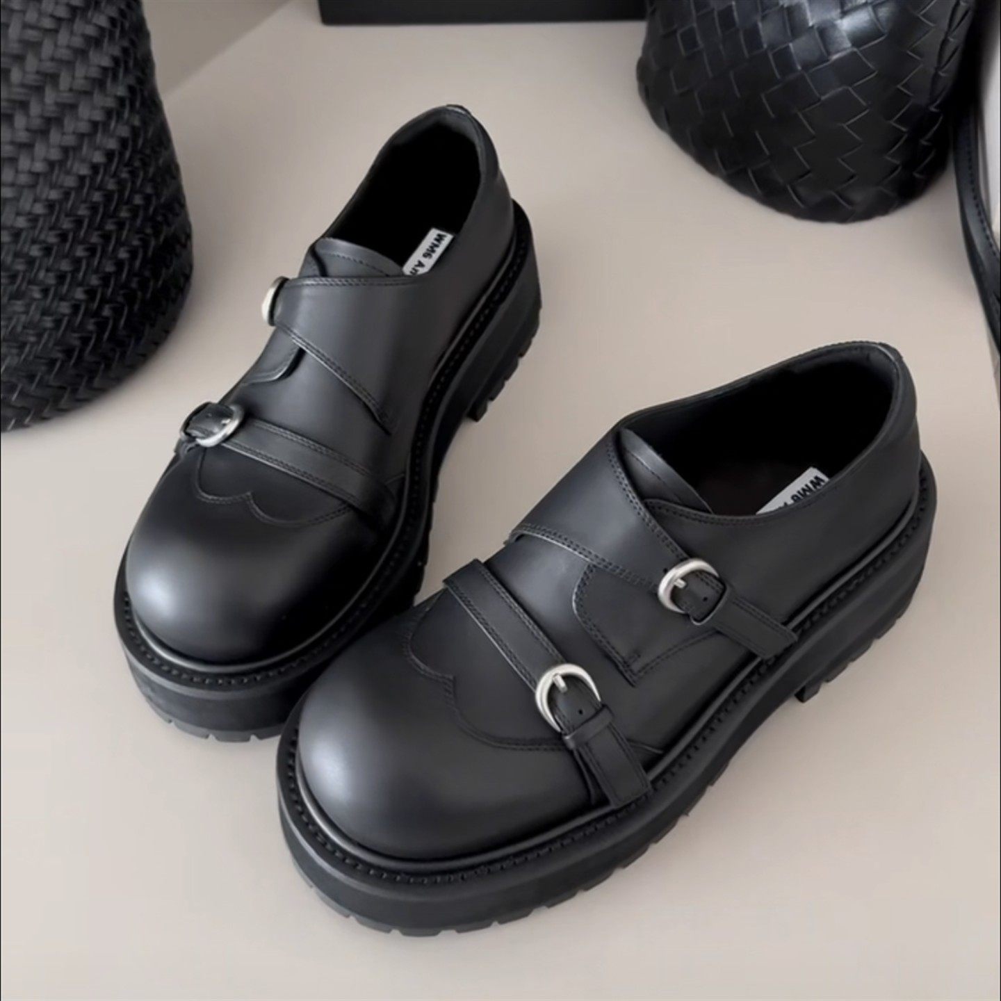 WM6女鞋欧洲站2025秋新款欧货真皮扣带圆头厚底英伦风乐福鞋单鞋,淘宝优惠券,粉丝福利购,淘宝优惠卷