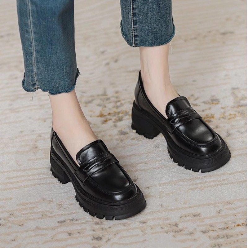 真皮内增高乐福鞋女2025春季新款厚底小个子单鞋复古高级感小皮鞋,淘宝优惠券,粉丝福利购,淘宝优惠卷