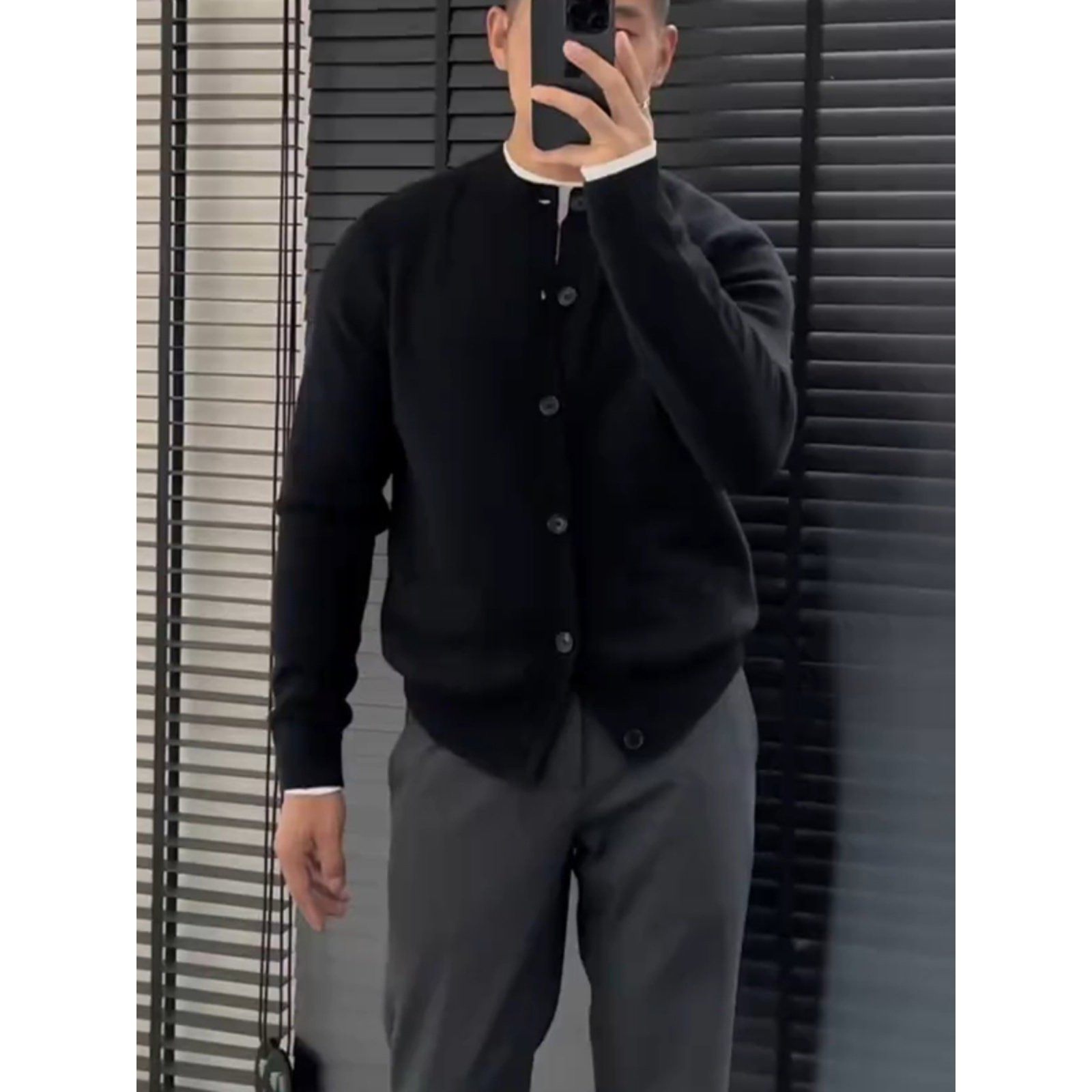 2025秋冬新款黑色针织开衫外套美式简约百搭纯色针织衫宽松男毛衣,淘宝优惠券,粉丝福利购,淘宝优惠卷