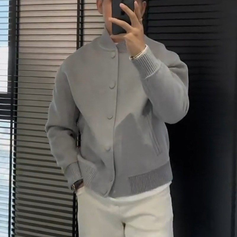 2025秋冬新款灰色针织开衫外套气质纽扣设计感简约小众时尚男毛衣,淘宝优惠券,粉丝福利购,淘宝优惠卷