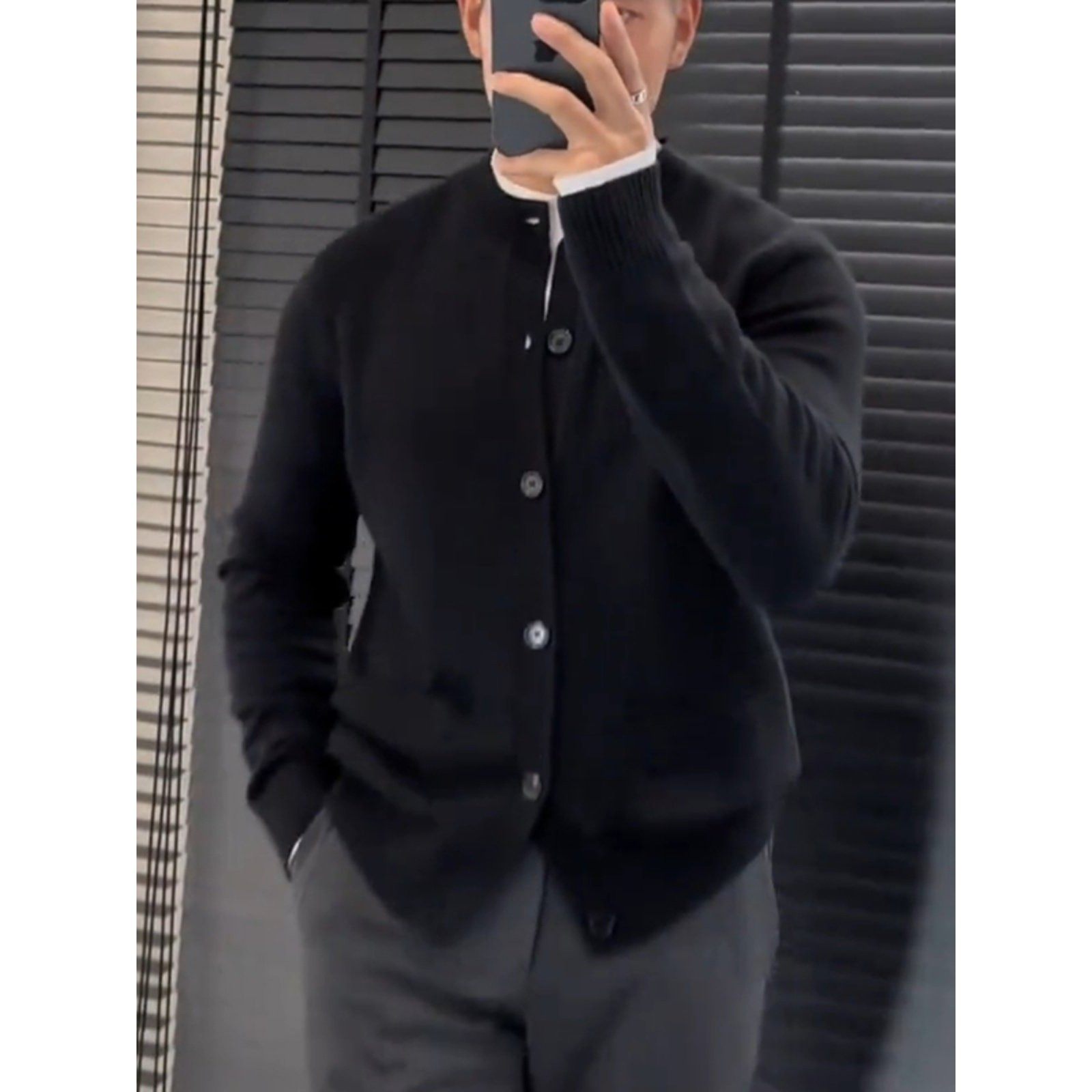 2025秋冬新款黑色针织开衫外套美式简约百搭纯色针织衫宽松男毛衣,淘宝优惠券,粉丝福利购,淘宝优惠卷