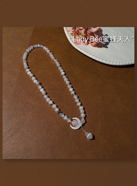 双圈白猫眼石手串手链女月亮双层轻奢小众小珠子精致高级叠戴女