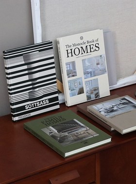 觅屿/精装布面装饰o书英文内页仿真书客厅茶几摆件边柜隔板架布置