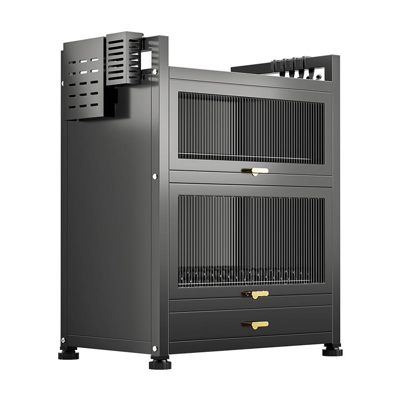 碗柜厨房多层碗碟置物架家用碗架台面筷盘防尘收纳盒带门沥水架 - 图3