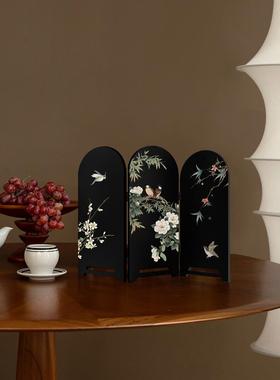 边柜法式复古屏装饰画鸟可玄柜电AL100998视柜摆件花折关叠风小刚