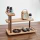 Solid wood tabletop storage rack at the entrance of the entrance hall perfume makeup skin care products ornaments three-layer storage rack
