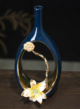 柏梵珐琅彩花瓶陶瓷工艺品花开富贵客厅玄关轻奢高档家居装饰摆件