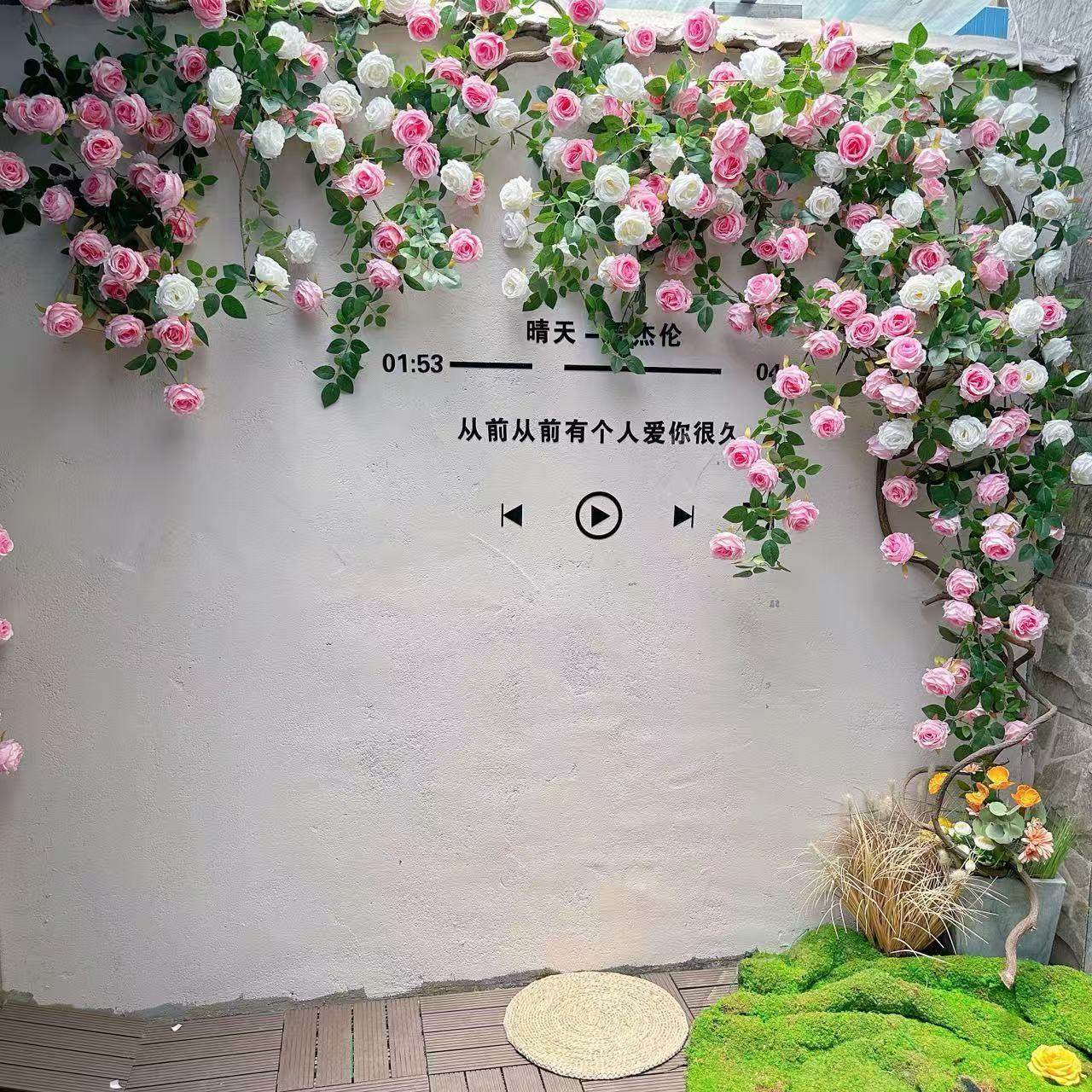 彷真玫瑰花网红花墙瀑布墙壁假花空调管道装饰花藤条遮挡门头花墙,淘宝优惠券,粉丝福利购,淘宝优惠卷