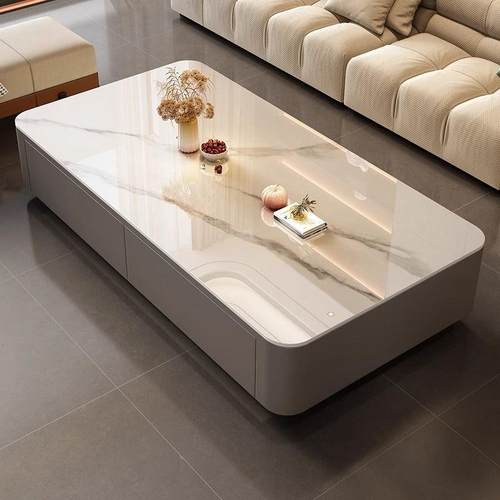 电新款ZHB岩板简茶几客厅家小户型约现代用轻奢意式落地茶几视柜 - 图0