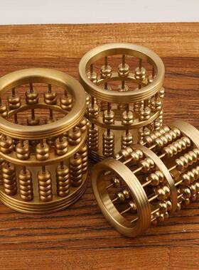 铜算盘摆笔筒实心铜112笔筒办家居公算室桌面饰盘笔筒