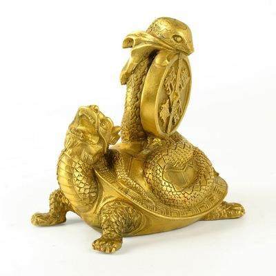纯铜金钱玄武摆件龟蛇家居风水 - 图0