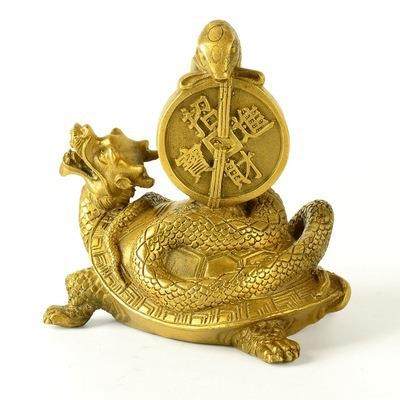 纯铜金钱玄武摆件龟蛇家居风水 - 图1