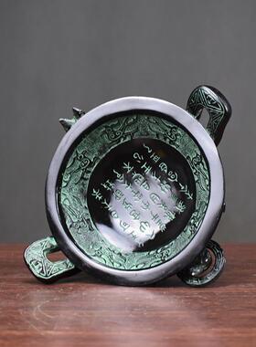 新聚宝盆青铜古董饰品明文炉工艺品风水饰品装饰古董客厅
