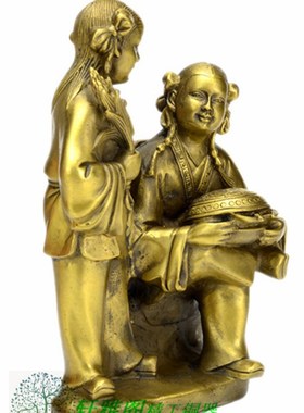 纯铜和合摆件家庭婚房贺新婚结婚摆设家居卧室夫妻摆件礼品