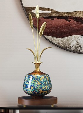 岁岁平安铜麦穗摆件入户玄关竖高新中式桌面装饰乔迁高档开业礼物