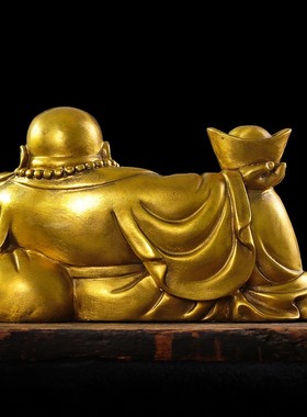 纯铜弥勒佛摆件 大肚笑佛卧佛 家居装饰工艺品客厅办公室礼品