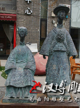 玻璃钢仿铜人物雕塑商业步行街民俗娶亲主题雕塑铜雕人物可定制做