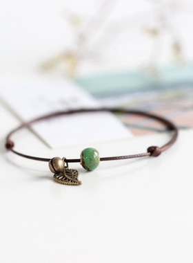 民族风编织陶瓷串珠手链女脚链情