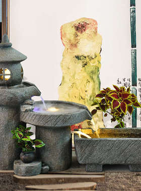 假山流水喷泉摆件庭院水景阳台鱼池室内景观造景玄关露台花园布置