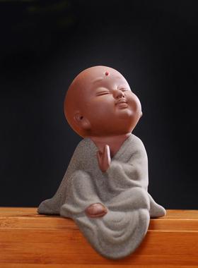 新中式禅意陶瓷小和尚摆件创意家居装饰品客厅玄关桌面摆设茶宠