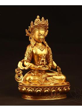 古法鎏金 长寿佛铜佛像紫铜纯铜家居摆件可定制纯金工厂直销