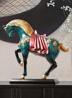 新中式马到成功客厅酒柜玄关摆件高端大气LED灯装饰高级感工艺品