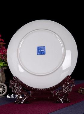 景德镇陶瓷器青花12生肖八卦图引财装饰盘玄关中式客厅办公室摆件