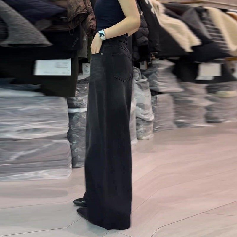 黑色弯刀牛仔裤女2025秋冬新款大码梨型身材宽松显瘦加绒阔腿裤子,淘宝优惠券,粉丝福利购,淘宝优惠卷