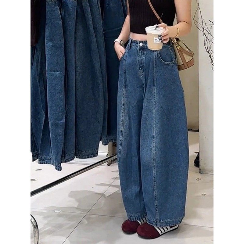 松弛感弯刀牛仔裤女秋新款2025梨型身材遮胯显瘦宽松慵懒风阔腿裤,淘宝优惠券,粉丝福利购,淘宝优惠卷