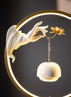 禅意佛手莲花挂式吊炉灯圈摆件家用室内玄关电视柜倒流香香薰香炉