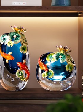 轻奢琉璃花瓶摆件高级感玻璃客厅入户玄关电视酒柜摆放高档装饰品