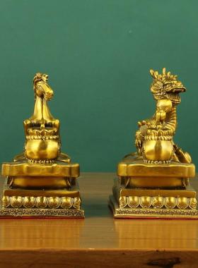 铜方底如意十二肖摆生器件全套牛虎龙蛇鸡247狗猪鼠兔马羊铜摆件