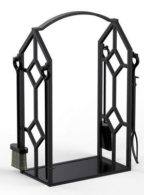 壁美式乡村家用柴架木柴架铁艺火炉炉休户火外RA30035闲烤火炉工