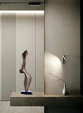 创意玄关柜雕塑摆件软装饰品售楼处客厅轻奢抽象几何玻璃钢艺术品