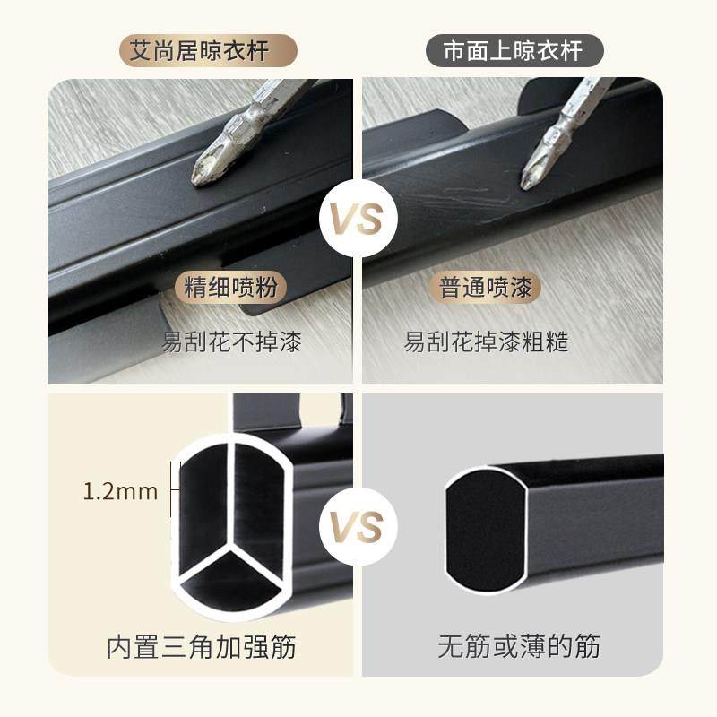 晾衣杆悬挂式打孔悬吊式天花板侧装铝合金晒衣杆阳台横向一整根固,淘宝优惠券,粉丝福利购,淘宝优惠卷