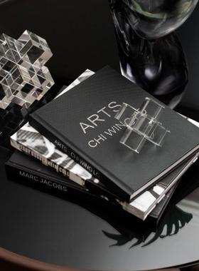 黑白灰色外文装饰真书简约现代风格样板房售楼处摄影造景陈列摆件