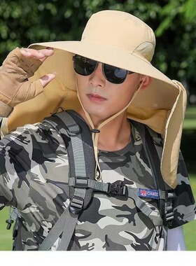 防晒帽子男款夏季遮阳帽披肩面罩