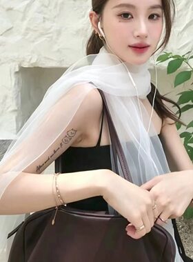 白色maito流苏丝巾女夏薄款