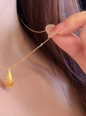 金包银古法传承拉丝水滴项链女新中式复古爱心锁骨链送女友礼物