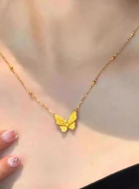 金包银花月佳期梦蝴蝶项链女款锁骨链吊坠送妈妈送女友情人节礼物