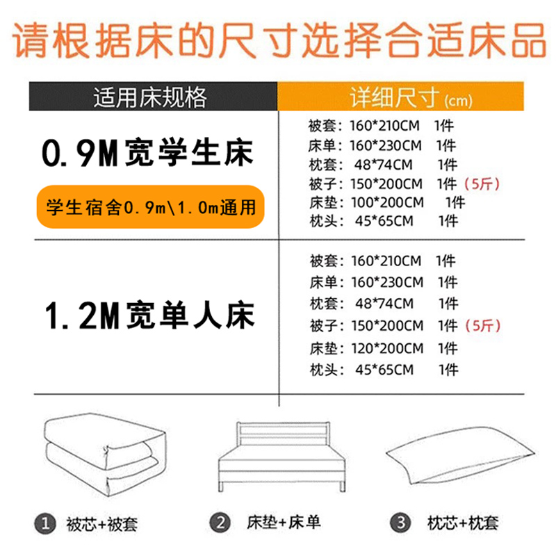 学生被子宿舍三件套被褥套装六件套寝室单人床住宿床上用品全套装 - 图1