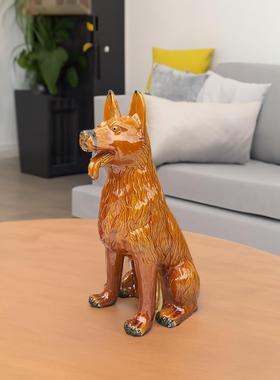 陶瓷狗摆件大黄狗工艺品看门狗生肖狗小狗大号狼狗落地摆设凶猛狗