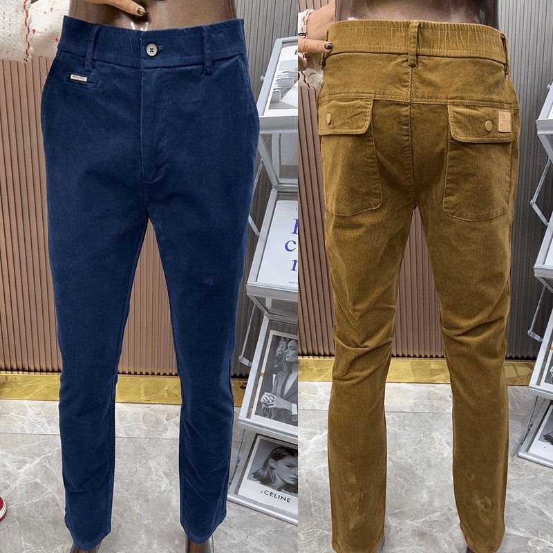 秋冬条绒裤子男灯芯绒百搭休闲裤男士时尚长裤修身轻奢商务直筒裤,淘宝优惠券,粉丝福利购,淘宝优惠卷