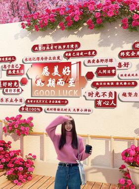 网红打卡拍照区布置露营风民宿小院装饰画奶茶店背景墙贴互动许愿